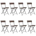 Bistrostühle 8 Stk. Klappbar Braun Poly Rattan und Stahl