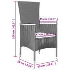 Gartenstühle mit Kissen 4 Stk. Poly Rattan Schwarz