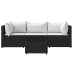 4-tlg. Garten-Lounge-Set mit Kissen Schwarz Poly Rattan