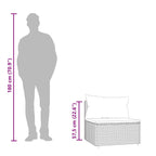 Garten-Mittelsofa mit Kissen Schwarz Poly Rattan