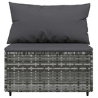 4-tlg. Garten-Lounge-Set mit Kissen Grau Poly Rattan