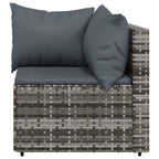 4-tlg. Garten-Lounge-Set mit Kissen Grau Poly Rattan
