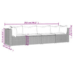 4-tlg. Garten-Lounge-Set mit Kissen Grau Poly Rattan