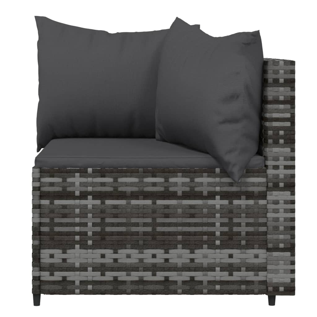 4-tlg. Garten-Lounge-Set mit Kissen Grau Poly Rattan