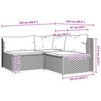 3-tlg. Garten-Lounge-Set mit Kissen Schwarz Poly Rattan