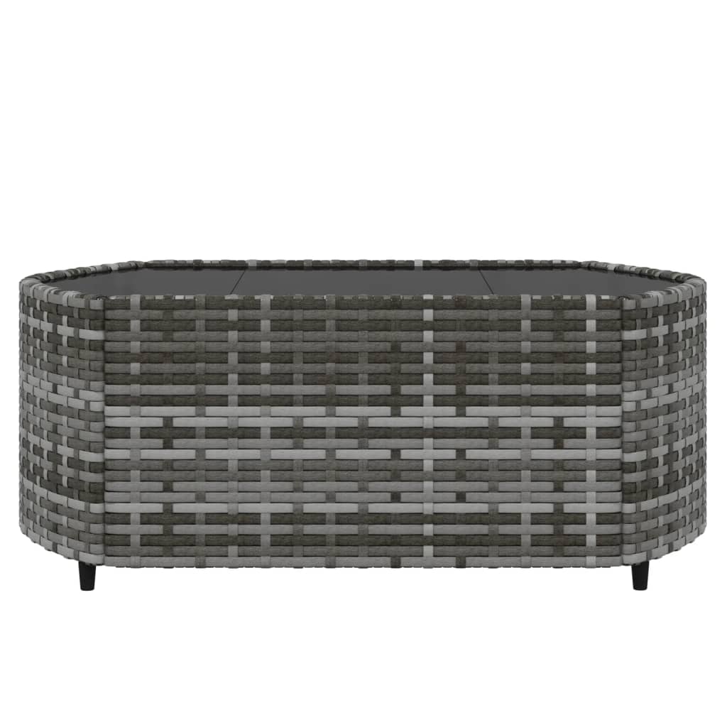 4-tlg. Garten-Lounge-Set mit Kissen Grau Poly Rattan