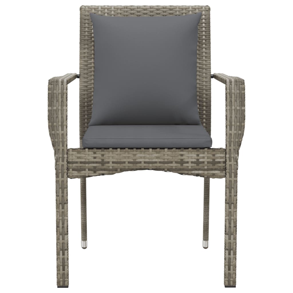 Gartenstühle mit Kissen 2 Stk. Poly Rattan Grau