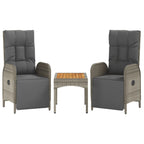 Garten-Relaxstühle 2 Stk. mit Tisch Grau Poly Rattan