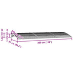 Türvordach Grau 300x100 cm Polycarbonat