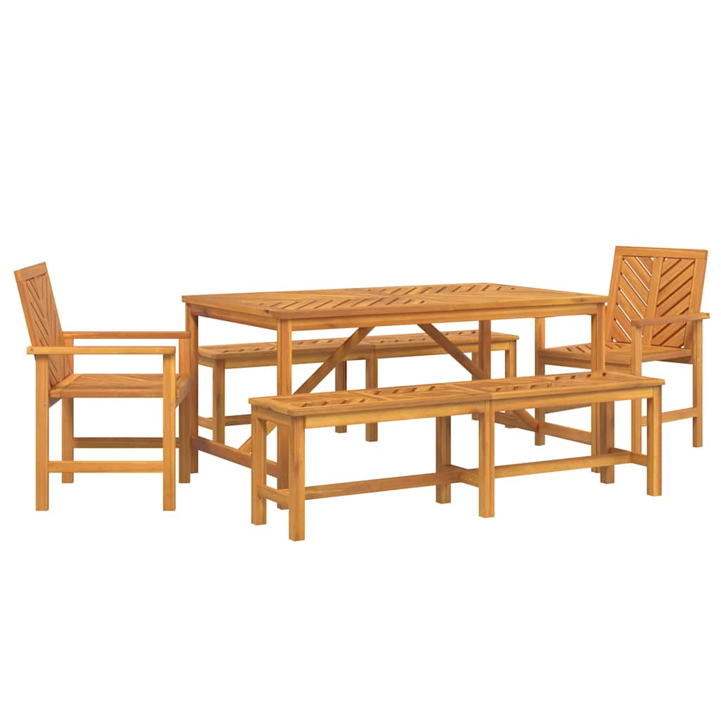 Garten Essgruppe 5 pcs Braun Massivholz Akazie