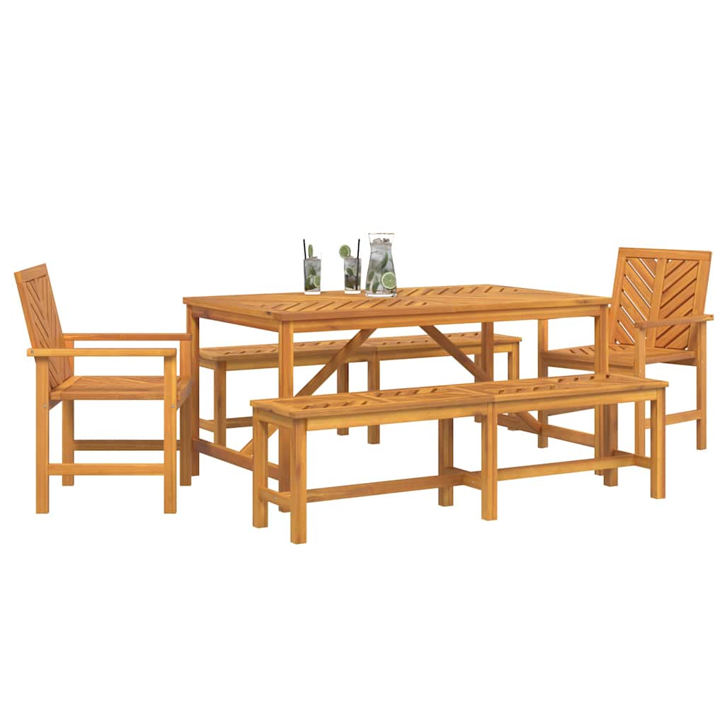 Garten Essgruppe 5 pcs Braun Massivholz Akazie