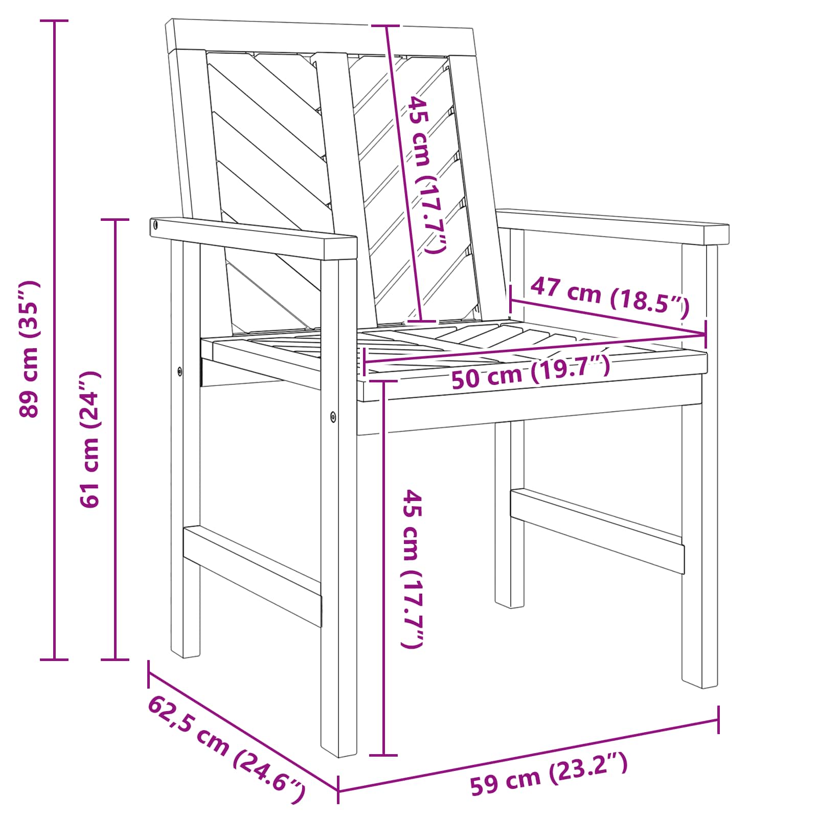 Esszimmerstuhl 6 pcs Natur 62,5 x 59 x 89 cm Massivholz Akazie
