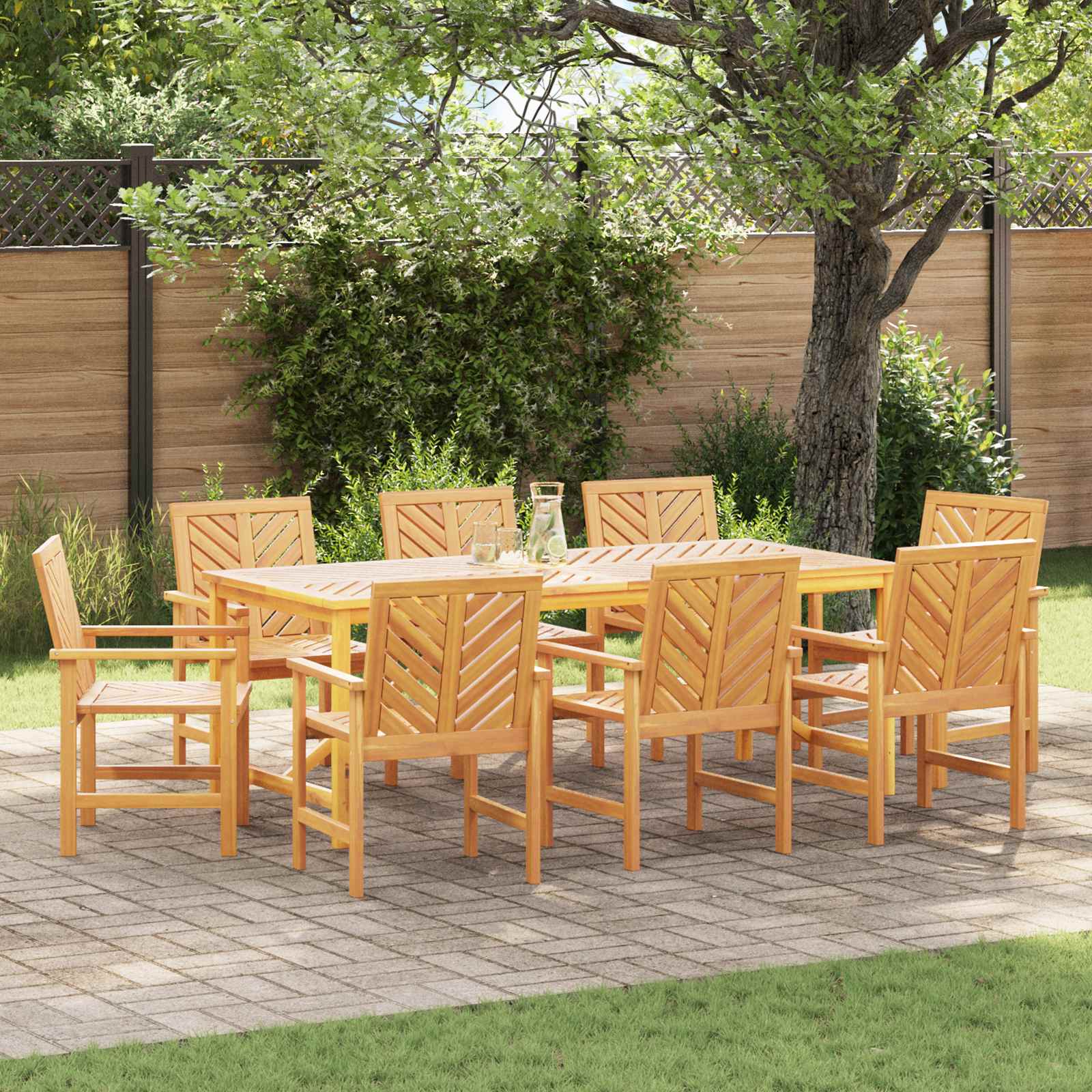 Esszimmerstuhl 8 pcs Natur 62,5 x 59 x 89 cm Massivholz Akazie