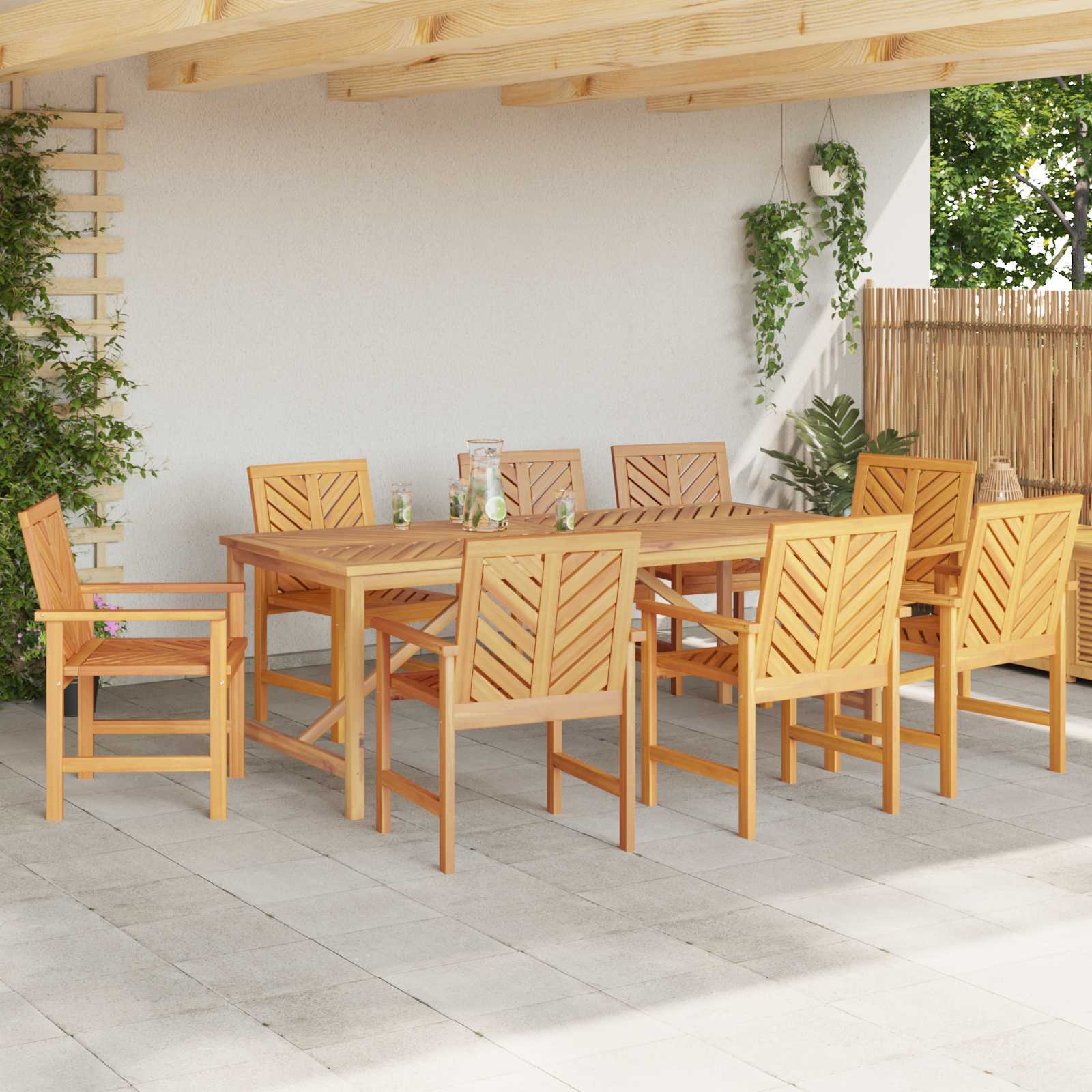 Esszimmerstuhl 8 pcs Natur 62,5 x 59 x 89 cm Massivholz Akazie