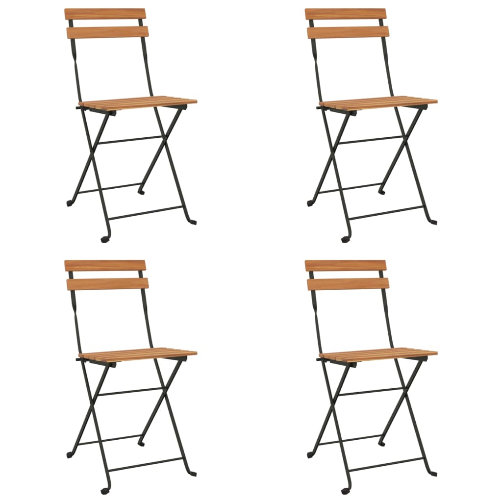 Bistrostühle 4 Stk. Klappbar Massivholz Teak und Stahl