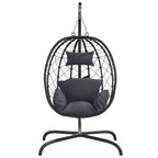 Hängesessel mit Kissen Anthrazit Poly Rattan & Stahl
