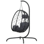 Hängesessel mit Kissen Anthrazit Poly Rattan & Stahl