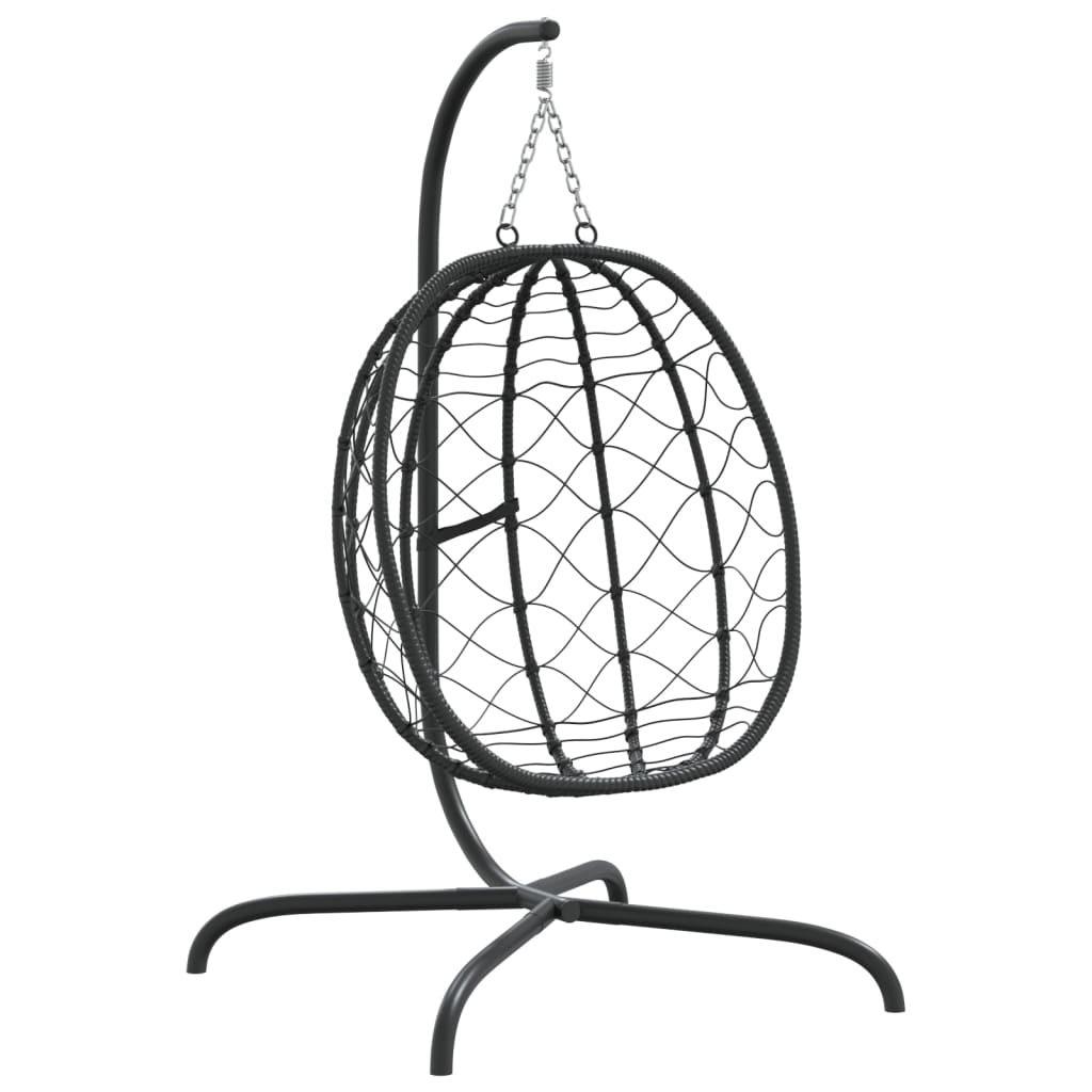 Hängesessel mit Kissen Anthrazit Poly Rattan & Stahl