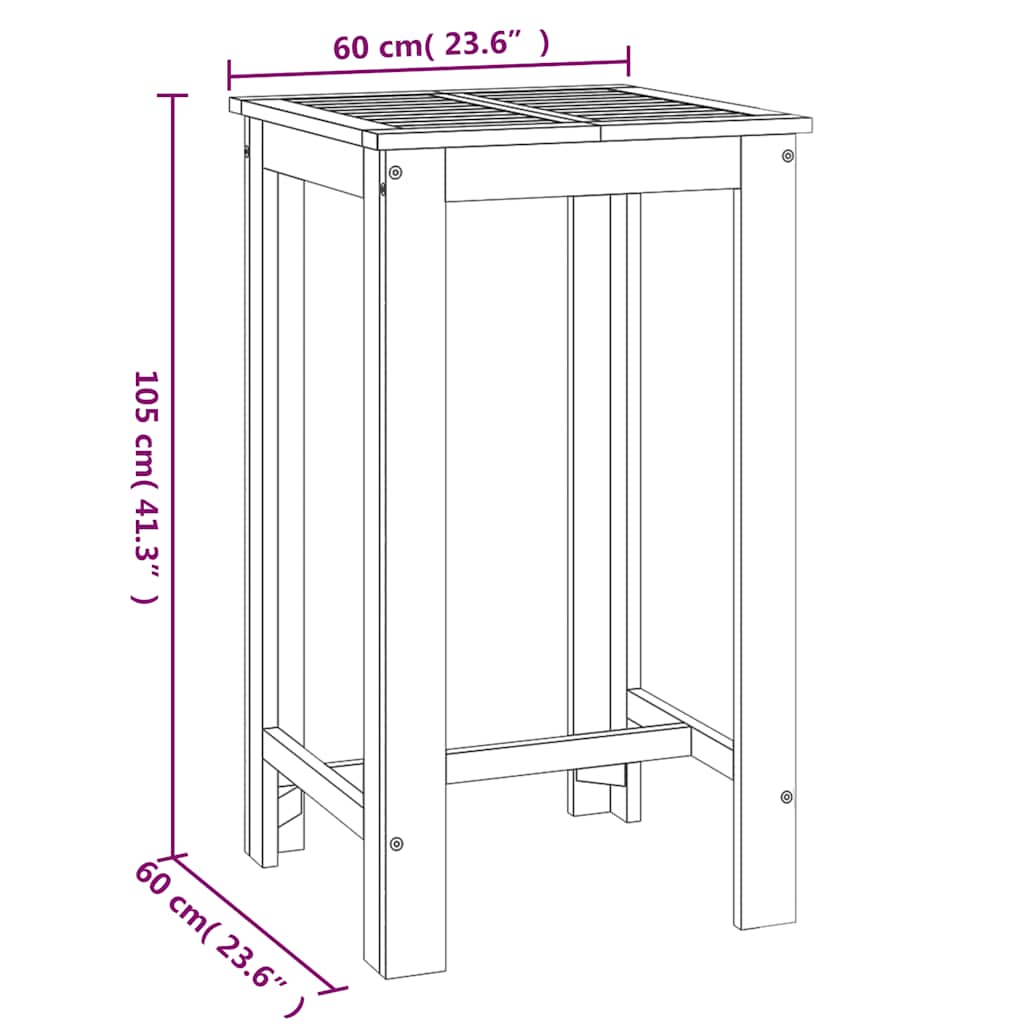 Garten-Bartisch 60x60x105 cm Massivholz Akazie