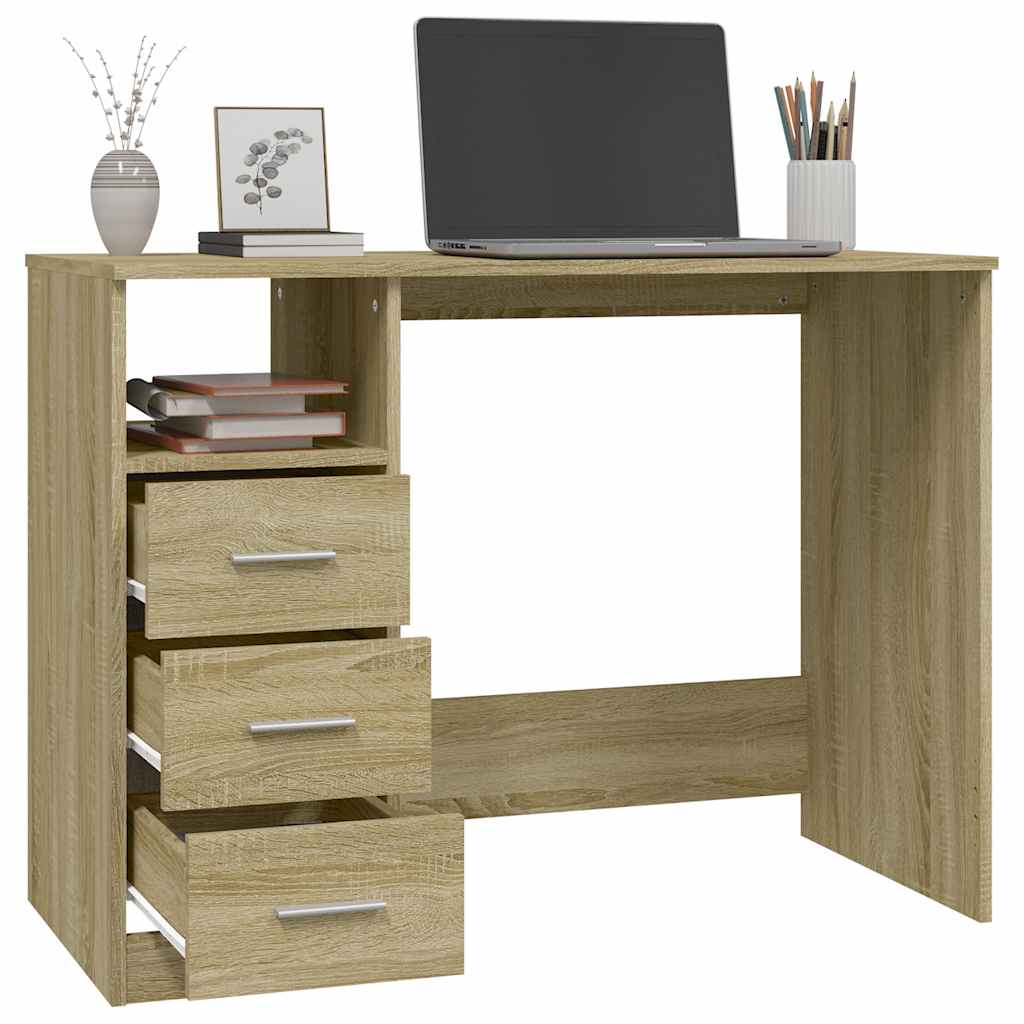Schreibtisch mit Schubladen Sonoma-Eiche 102x50x76 cm