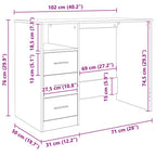 Schreibtisch mit Schubladen Sonoma-Eiche 102x50x76 cm