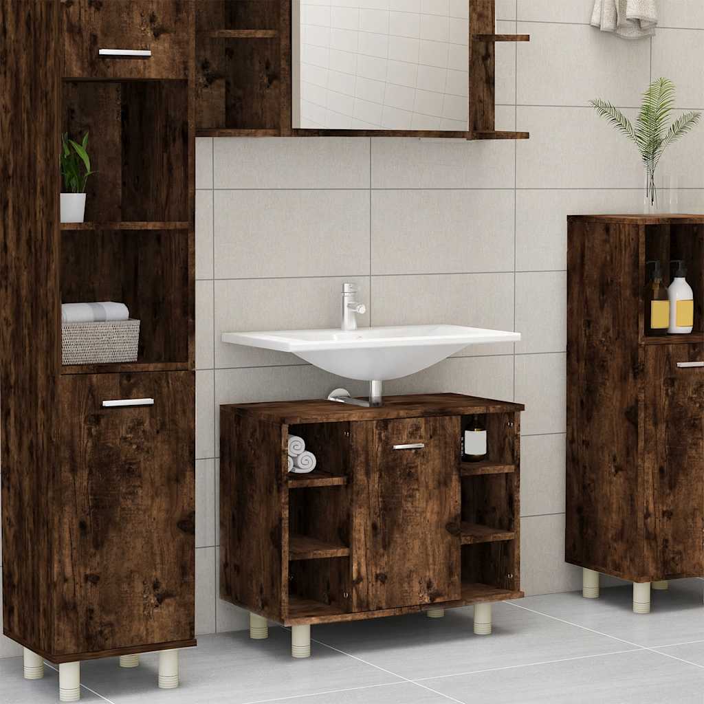 Badschrank Räuchereiche 60x32x53,5 cm Holzwerkstoff