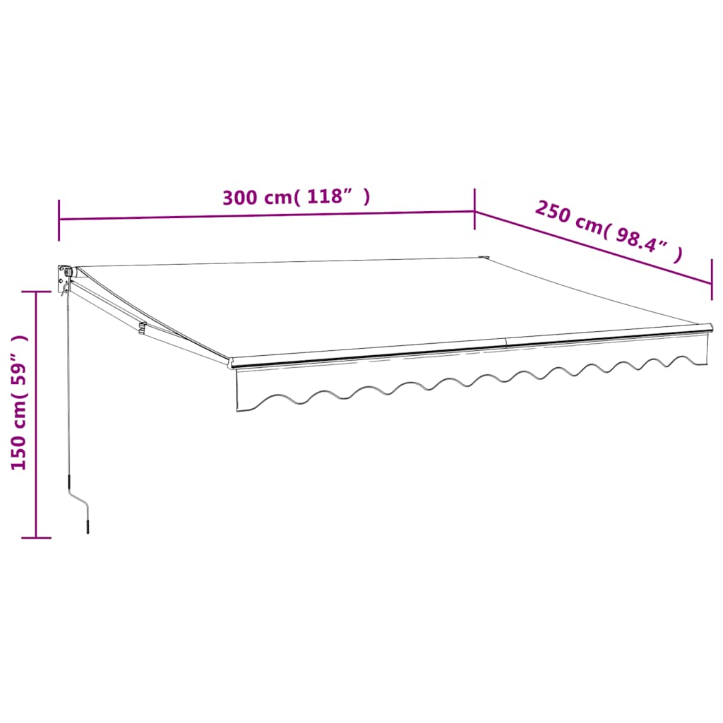 Markise Einziehbar Creme 3x2,5 m Stoff und Aluminium