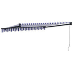 Markise Einziehbar Blau und Weiß 3x2,5 m Stoff und Aluminium