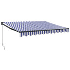 Markise Einziehbar Blau und Weiß 3,5x2,5 m Stoff und Aluminium
