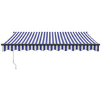 Markise Einziehbar Blau und Weiß 3,5x2,5 m Stoff und Aluminium