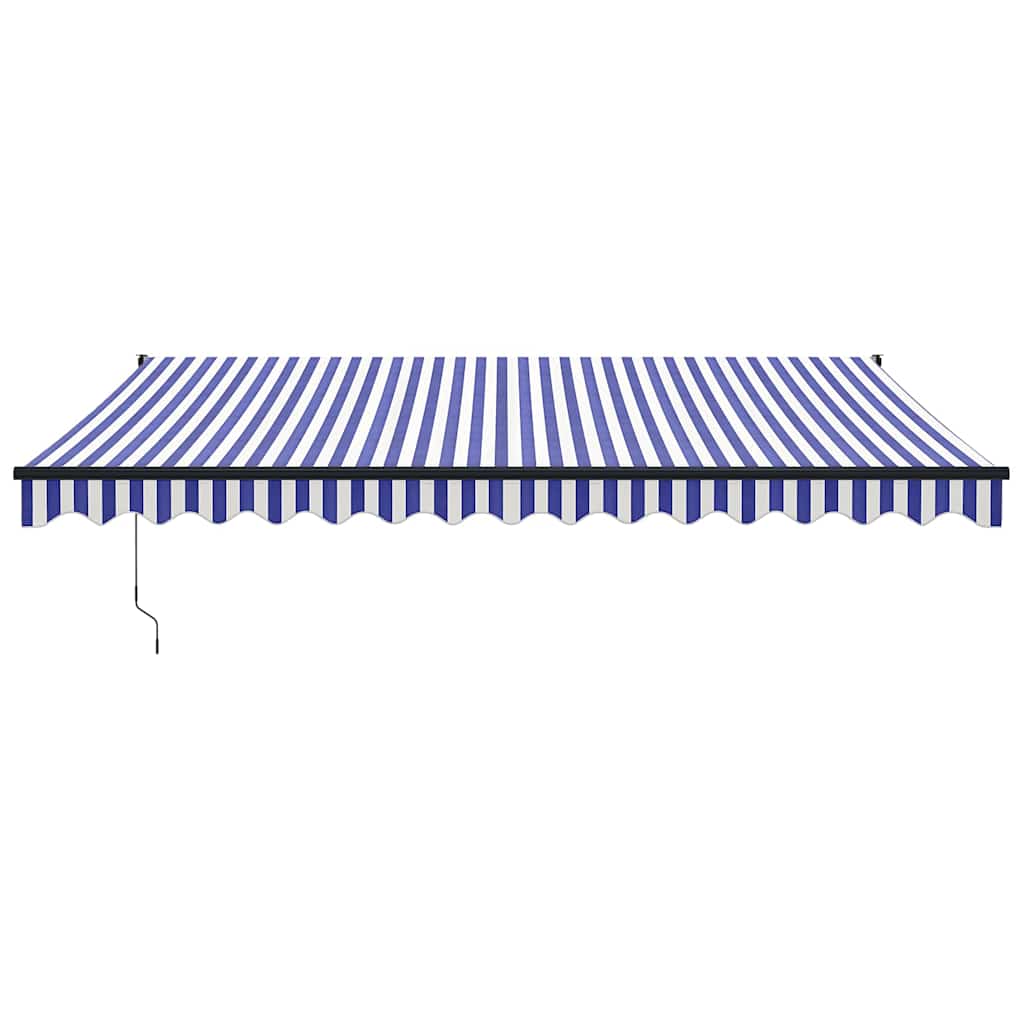 Markise Einziehbar Blau und Weiß 4,5x3 m Stoff und Aluminium