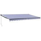Markise Einziehbar Blau und Weiß 5x3 m Stoff und Aluminium