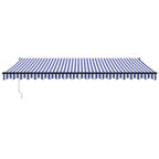 Markise Einziehbar Blau und Weiß 5x3 m Stoff und Aluminium