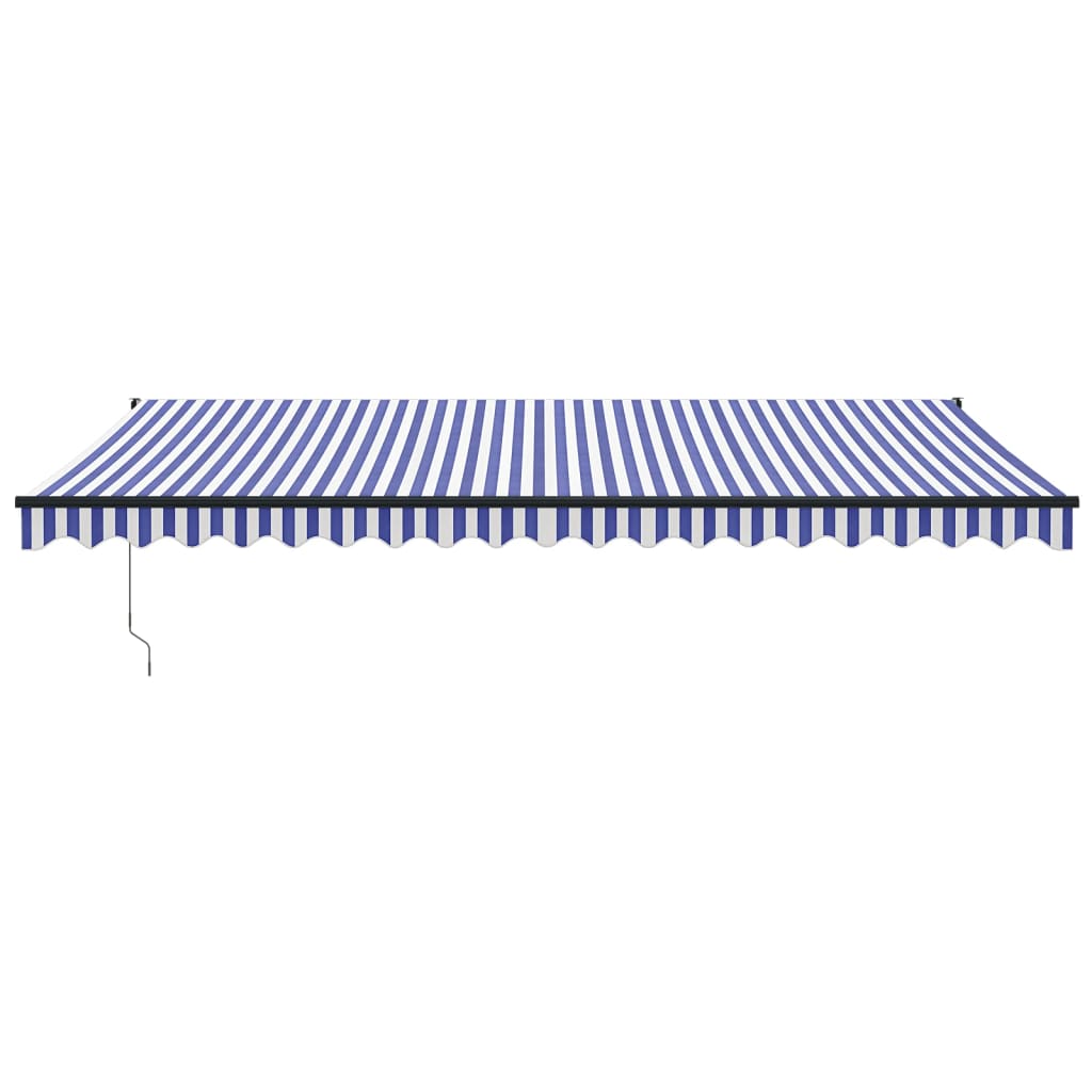 Markise Einziehbar Blau und Weiß 5x3 m Stoff und Aluminium