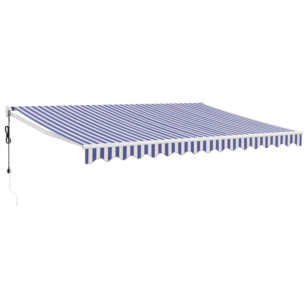 Elektrische Markise mit Kurbel Blau und Weiß 4,5x3 m