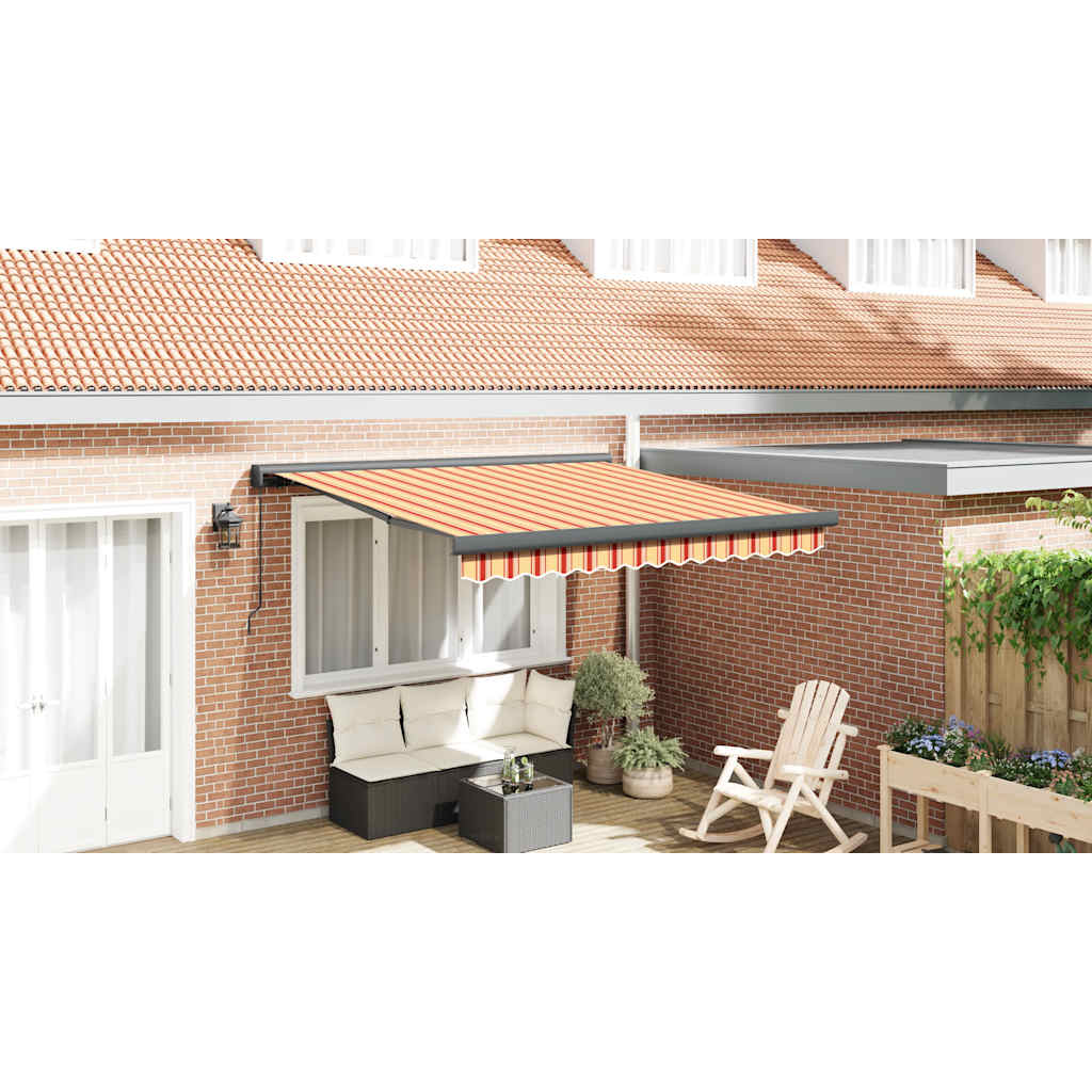 Markise Einziehbar Gelb und Weiß 3,5x2,5 m Stoff und Aluminium