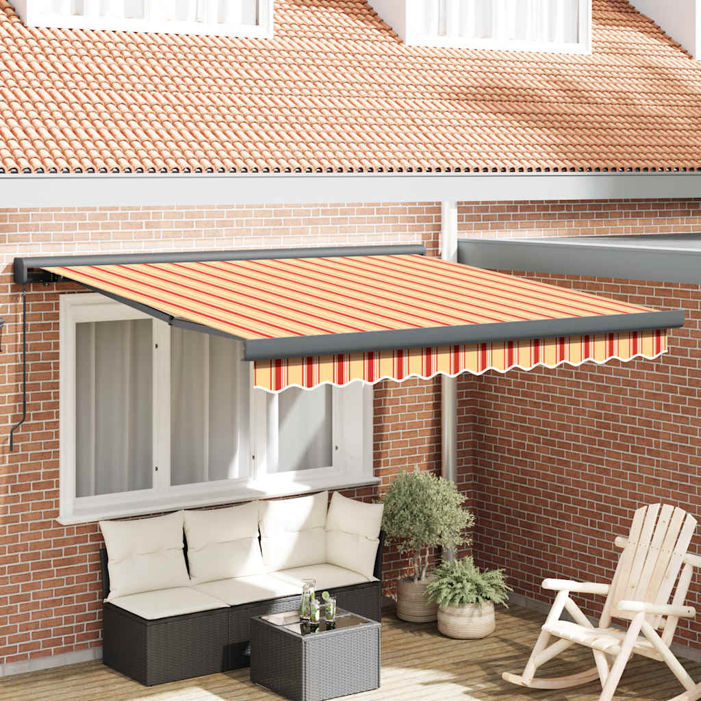 Markise Einziehbar Gelb und Weiß 3,5x2,5 m Stoff und Aluminium