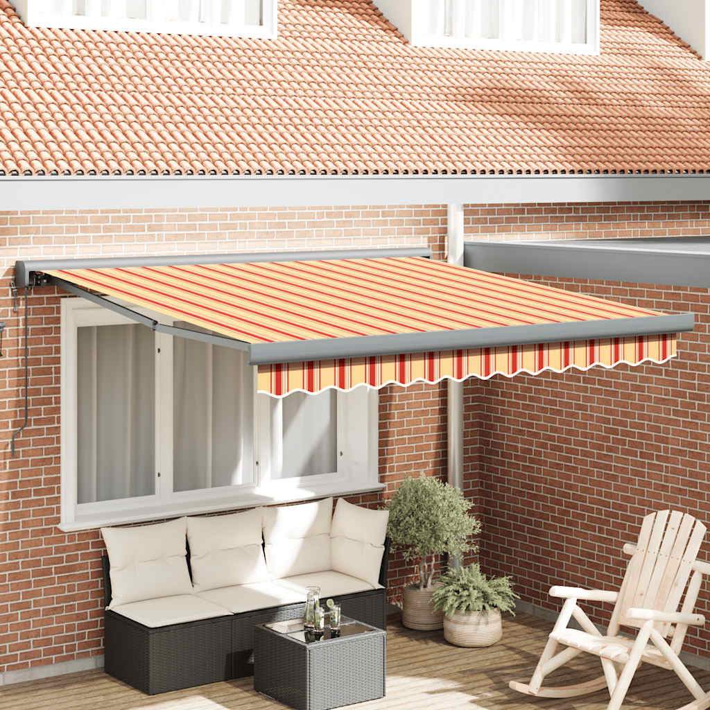Markise Einziehbar Gelb und Weiß 3,5x2,5 m Stoff und Aluminium
