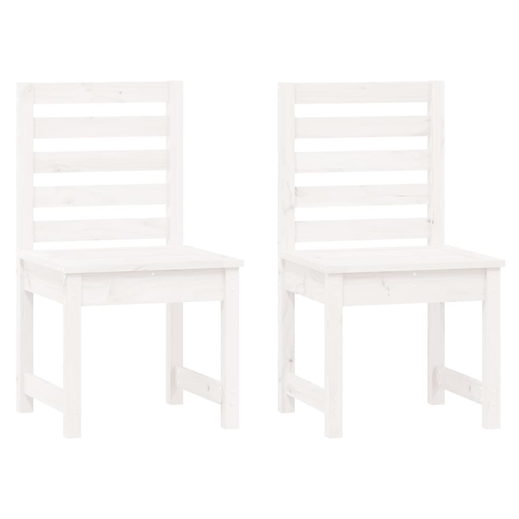 3-tlg. Garten-Bistro-Set Weiß Massivholz Kiefer