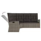 Ecksofa mit Liegefunktion und Kissen Grau Poly Rattan