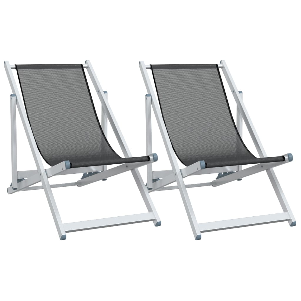 Strandstühle 2 Stk. Klappbar Aluminium und Textilene