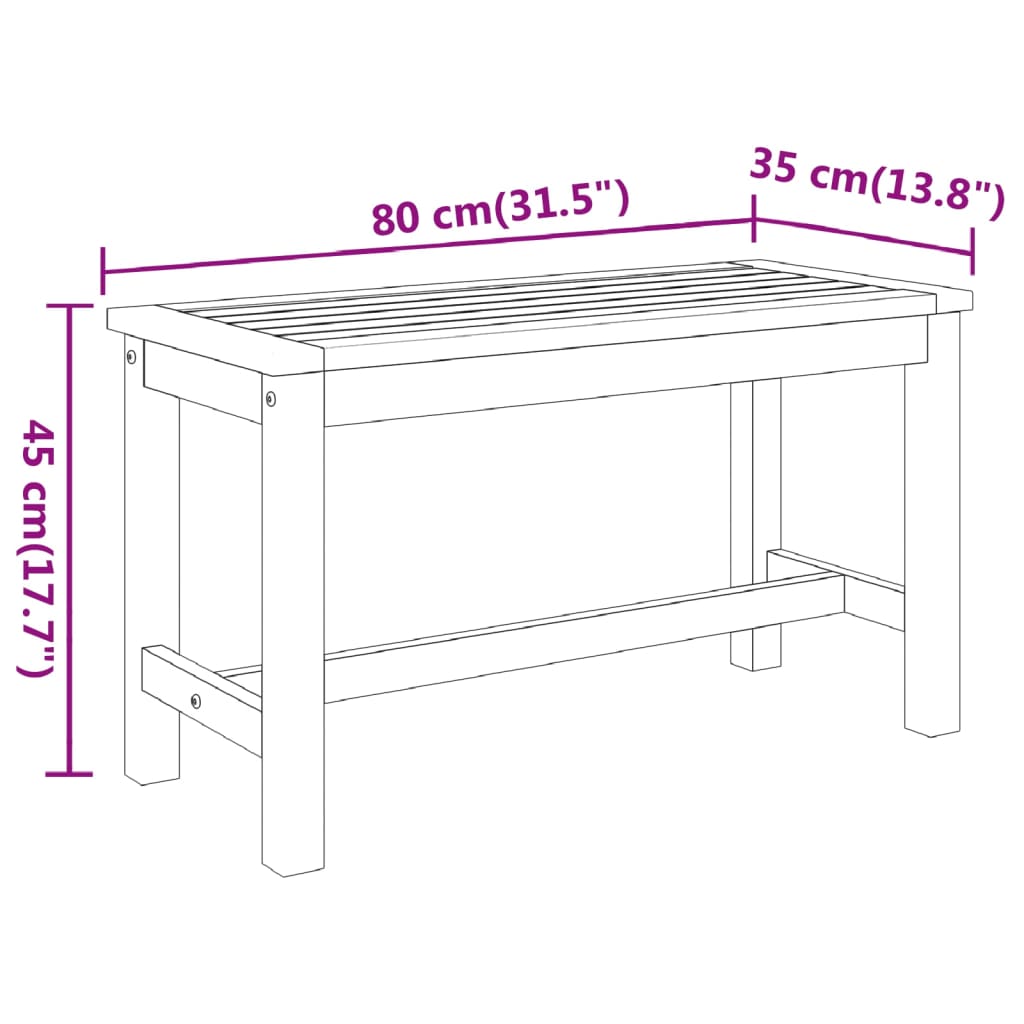 Gartenbank 80x35x45 cm Massivholz Akazie