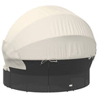 Outdoor-Loungebett mit Dach und Kissen Schwarz Poly Rattan