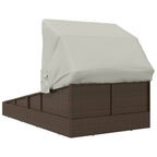 Sonnenliege mit Faltdach Braun 200x114x128 cm Poly Rattan