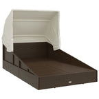 Sonnenliege mit Faltdach Braun 200x114x128 cm Poly Rattan