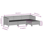 4-tlg. Garten-Lounge-Set mit Kissen Grau Poly Rattan