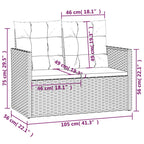 Gartenbank mit Kissen Schwarz 105 cm Poly Rattan