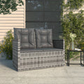 Gartenbank mit Kissen Grau 105 cm Poly Rattan
