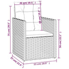 Gartensessel mit Kissen Grau Poly Rattan