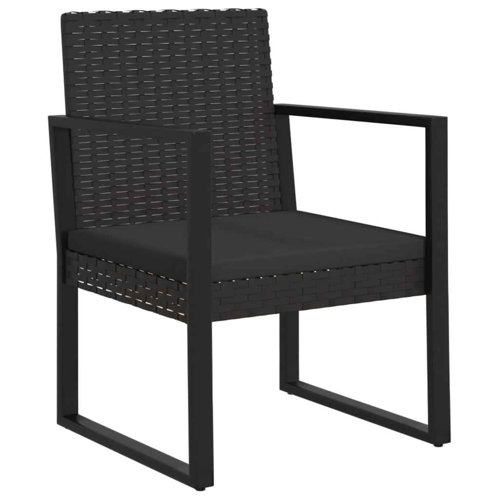 Gartensessel mit Kissen Schwarz Poly Rattan